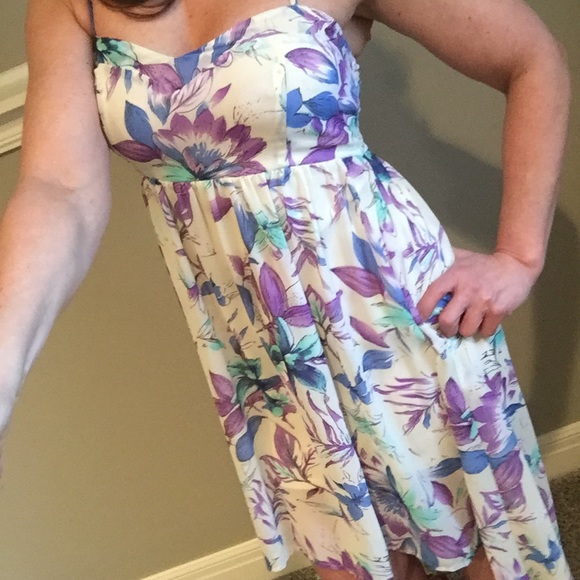 Asymmetric Floral spaghetti strap summer dress - Picture 1 of 3